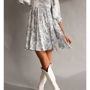 Blue and white dress